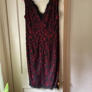 Tadashi Shoji lace overlay fitted dress